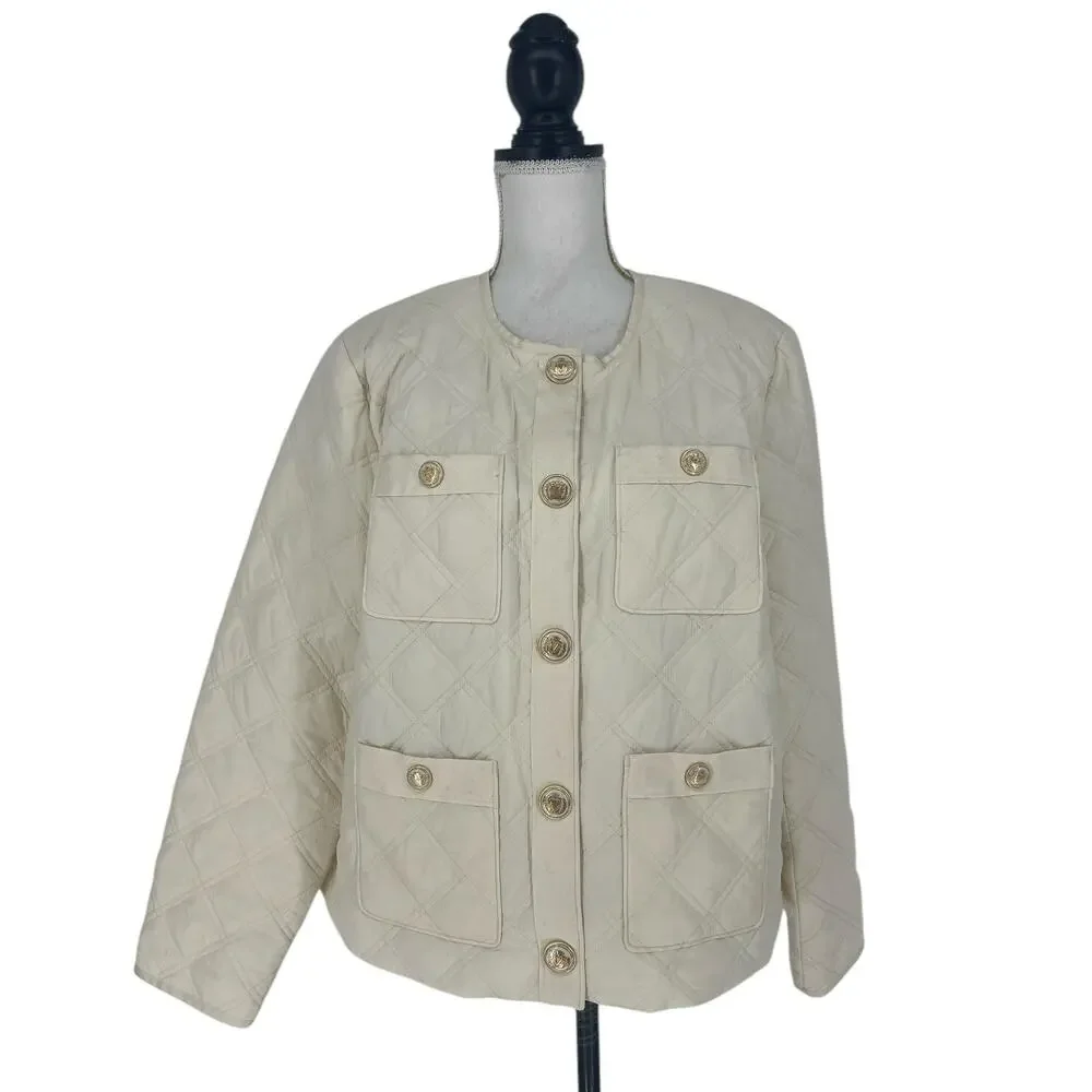 Veronica Beard‎ Shalia Quilted Jacket in Ivory